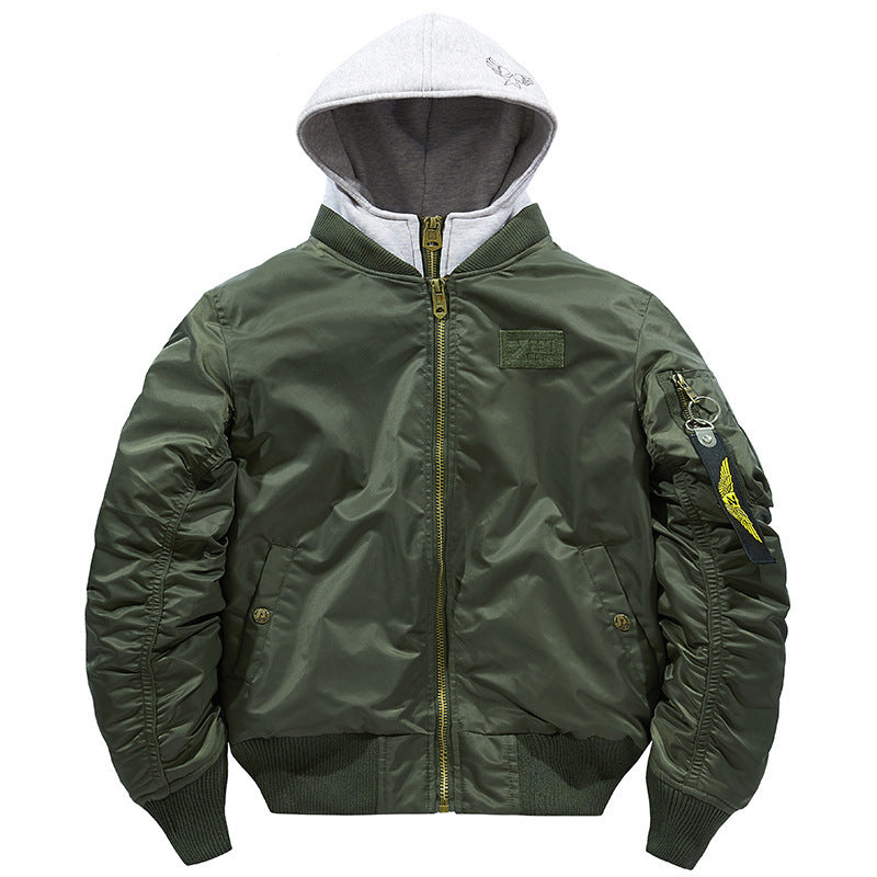Herren nan fliegerinspirierte Bomberjacke mit integriertem Kapuzeneinsatz, Ärmeltasche und wattierter Innenlage EB