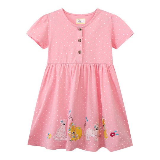 Mädchen Sommerkleid mit niedlichen Tierapplikationen EB