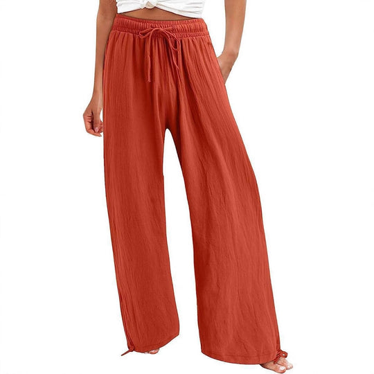 Damen weite Sommerhose mit elastischem Bund und Bindegürtel EB