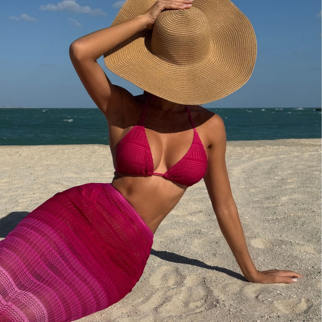 Damen Bikini-Set mit gehäkeltem Design und verstellbaren Trägern EB