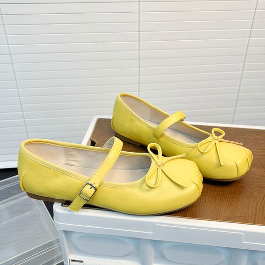 Damen Elegante Ballerinas mit süßem Schleifenakzent und praktischem Riemen EB