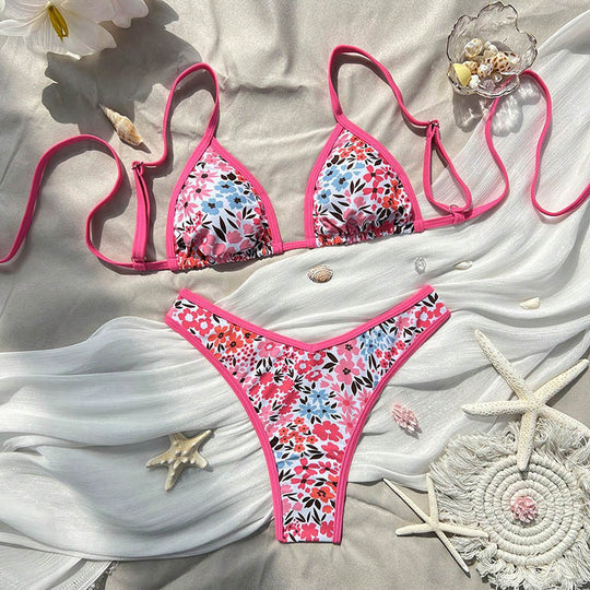 Damen Triangel-Bikini mit lebendigem Mustermix EB