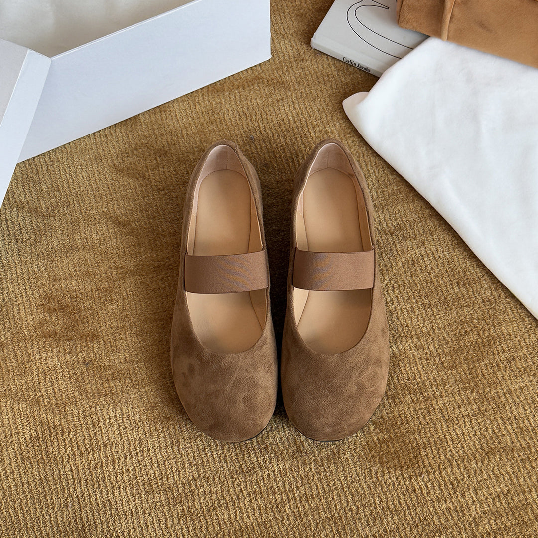 Damen Ballerinas mit modischem Riemchen und samtigem Obermaterial EB