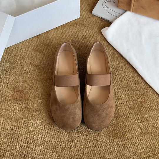 Damen Ballerinas mit modischem Riemchen und samtigem Obermaterial EB