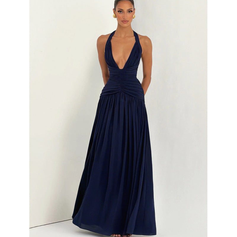 Damen Maxikleid mit raffiniertem Wickeldesign und elegantem Taillenbund EB