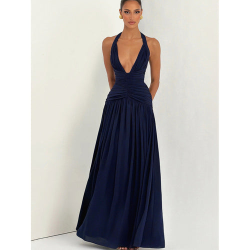 Damen Maxikleid mit raffiniertem Wickeldesign und elegantem Taillenbund EB