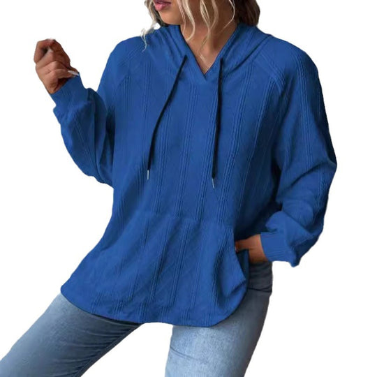 Damen Kapuzenpullover mit strukturiertem Muster und praktischer Kängurutasche EB