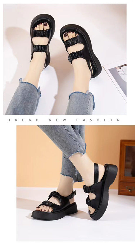 Damen trendige Sandalen mit elastischem Riemchen-Design und komfortabler Sohle EB