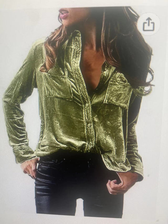 Damen Satin Bluse mit dekorativen Brusttaschen EB
