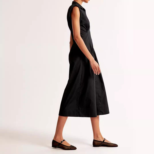 Damen Maxikleid mit Schulterklappen und klassischem Knopfverschluss EB