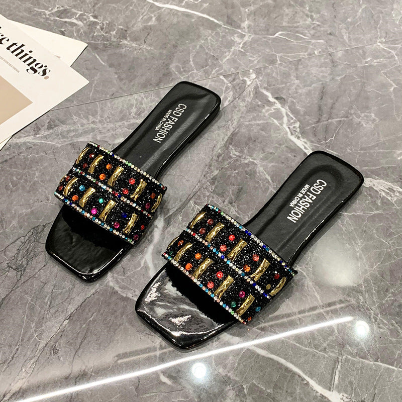 Damen Glamouröse Slipper mit funkelndem Strass EB