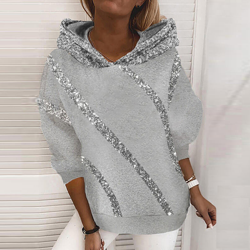 Damen Hoodie mit Glitzerakzenten und modernem Schnitt EB