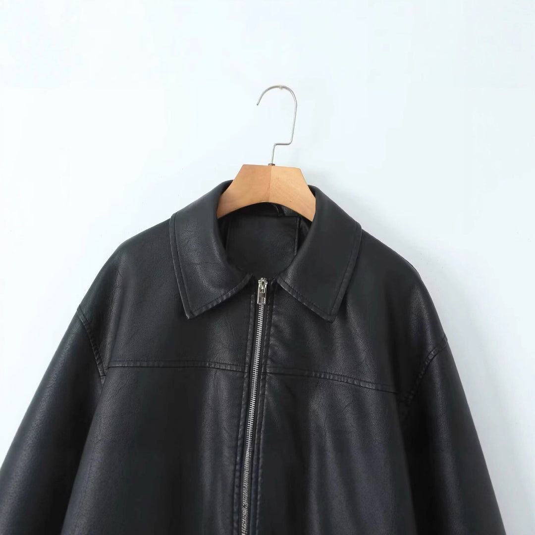 Damen lässige jacke mit elastischem Saum und praktischen Taschen EB