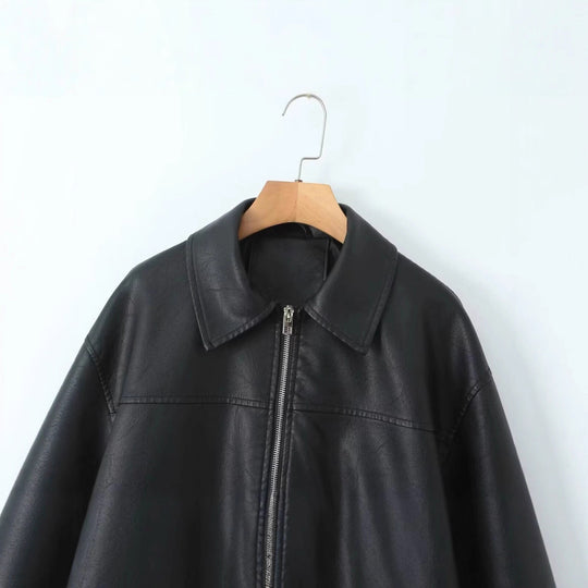 Damen lässige jacke mit elastischem Saum und praktischen Taschen EB