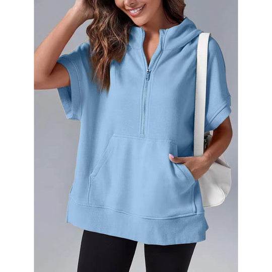 Damen Lässiger Kapuzenpullover mit Reißverschluss und praktischen Taschen EB
