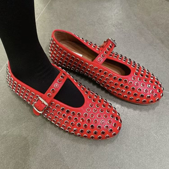 Damen Ballerinas mit funkelnden Strassverzierungen EB