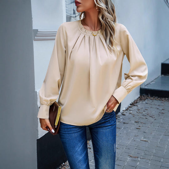 Damen Falten Freizeit Bluse EB