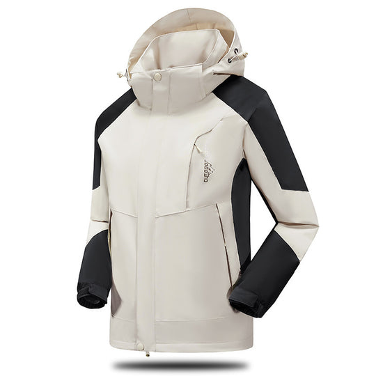 Herren Wind- und Wasserabweisende Trekkingjacke mit verstellbarer Kapuze und Brustreißverschluss EB