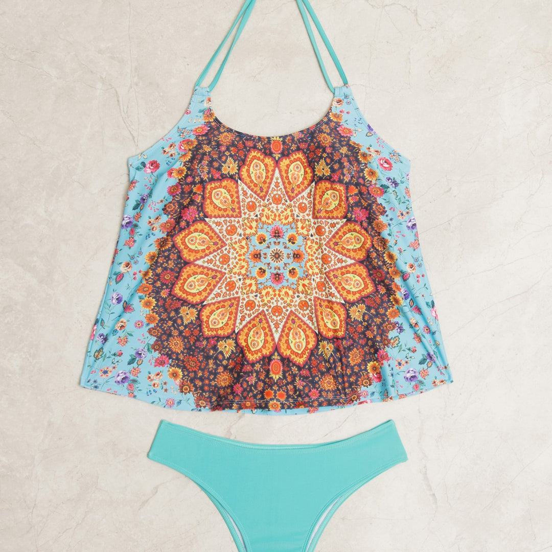 Damen Tankini-Set mit modischem Muster und lässigem Schnitt EB