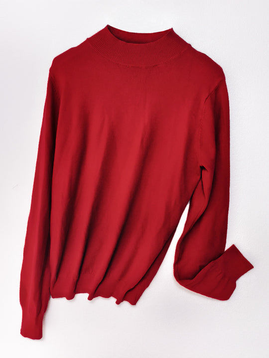 Damen Hochwertiger Pullover mit Stehkragen aus feinem Strick EB