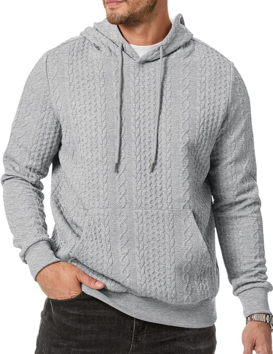 Herren Kapuzenpullover mit strukturiertem Kabelstrickmuster EB