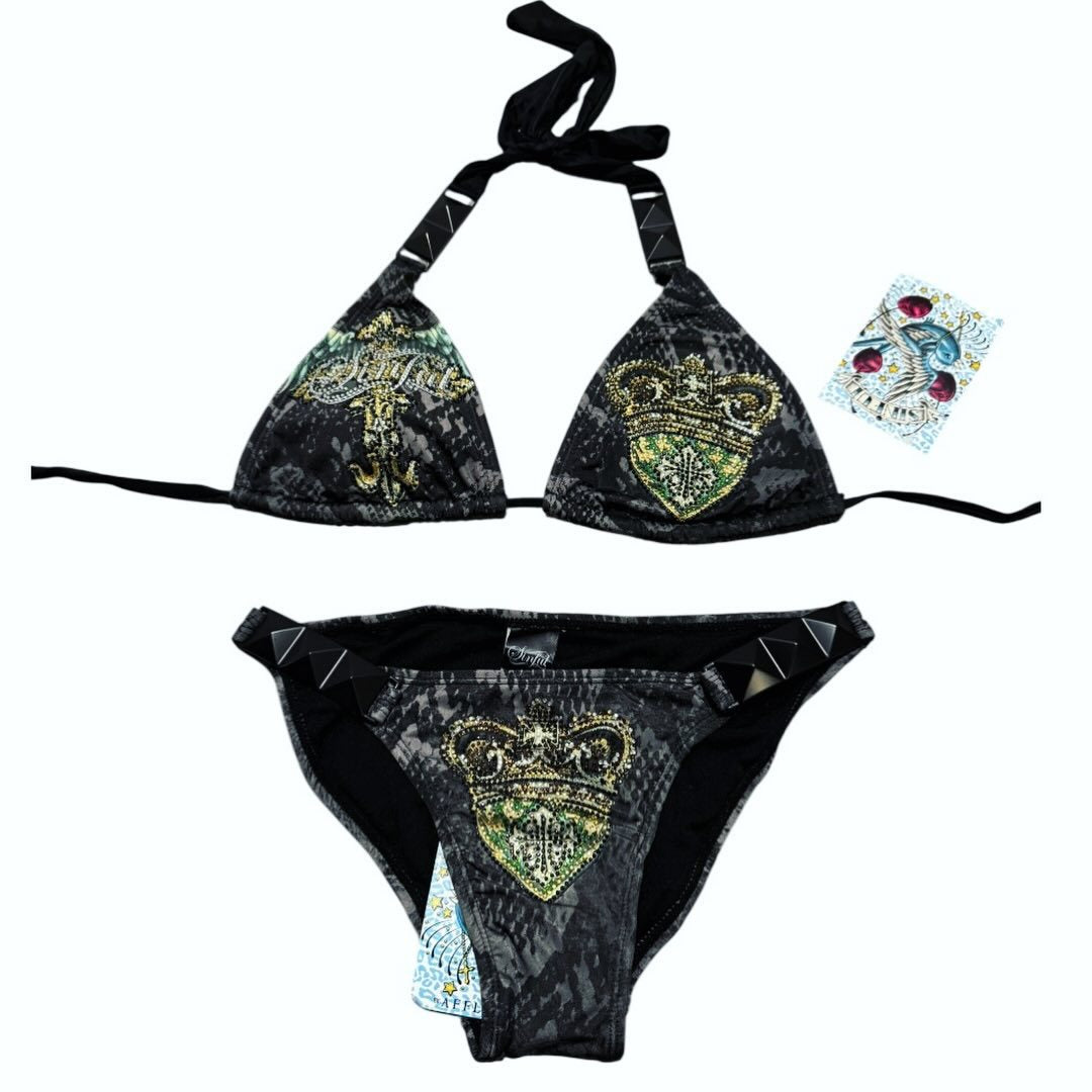Damen Bikini-Set mit funkelndem Detail und außergewöhnlichem Design EB