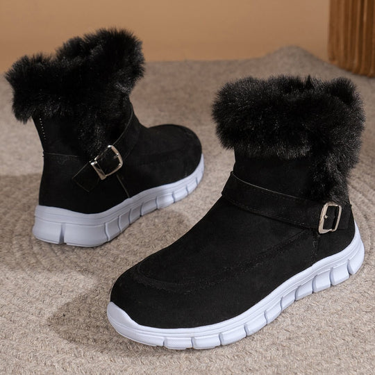 Damen Winterboots mit kuscheligem Kunstfellkragen und rutschfester Sohle EB