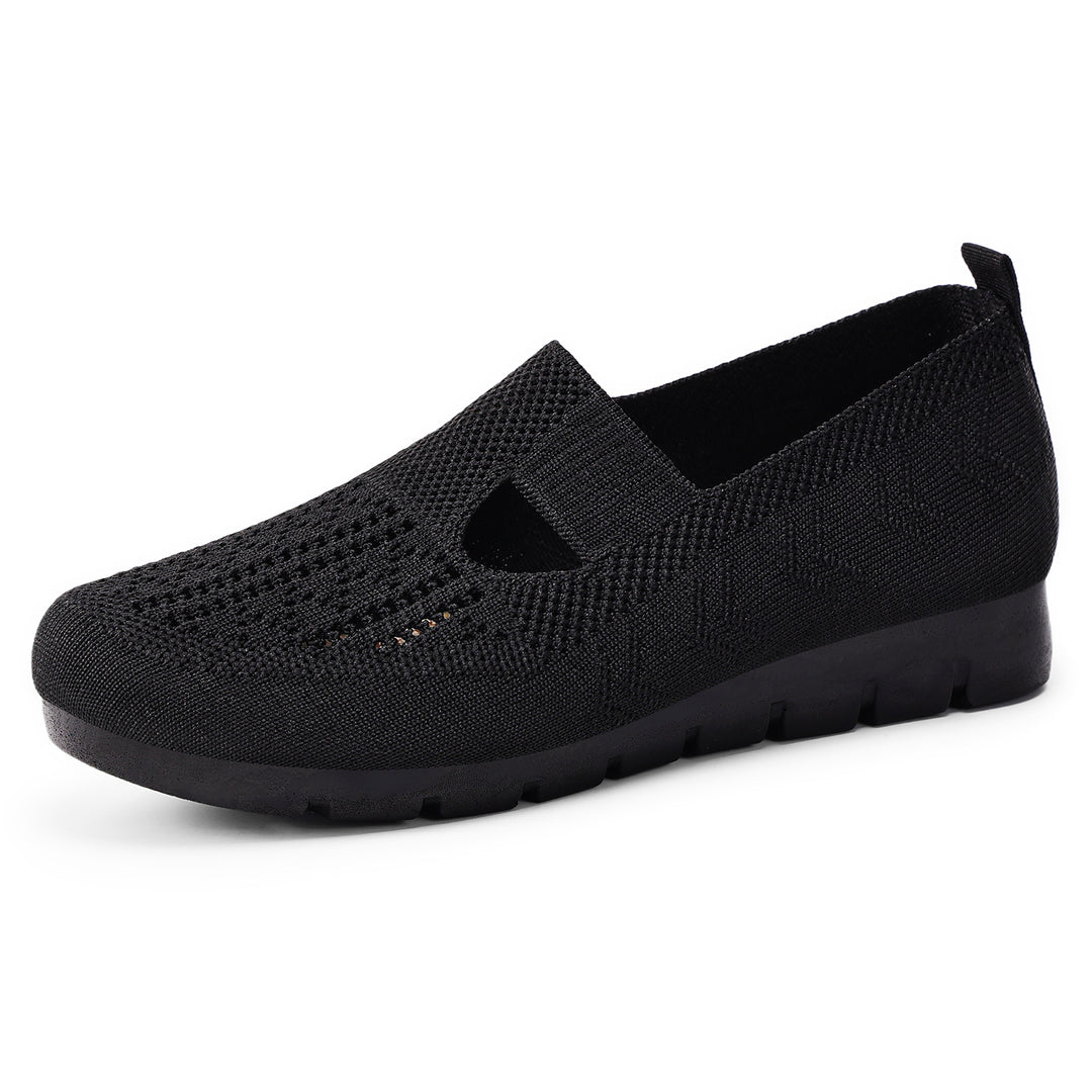 Damen Bequeme Slip-On Freizeitschuhe mit atmungsaktivem Strickdesign EB