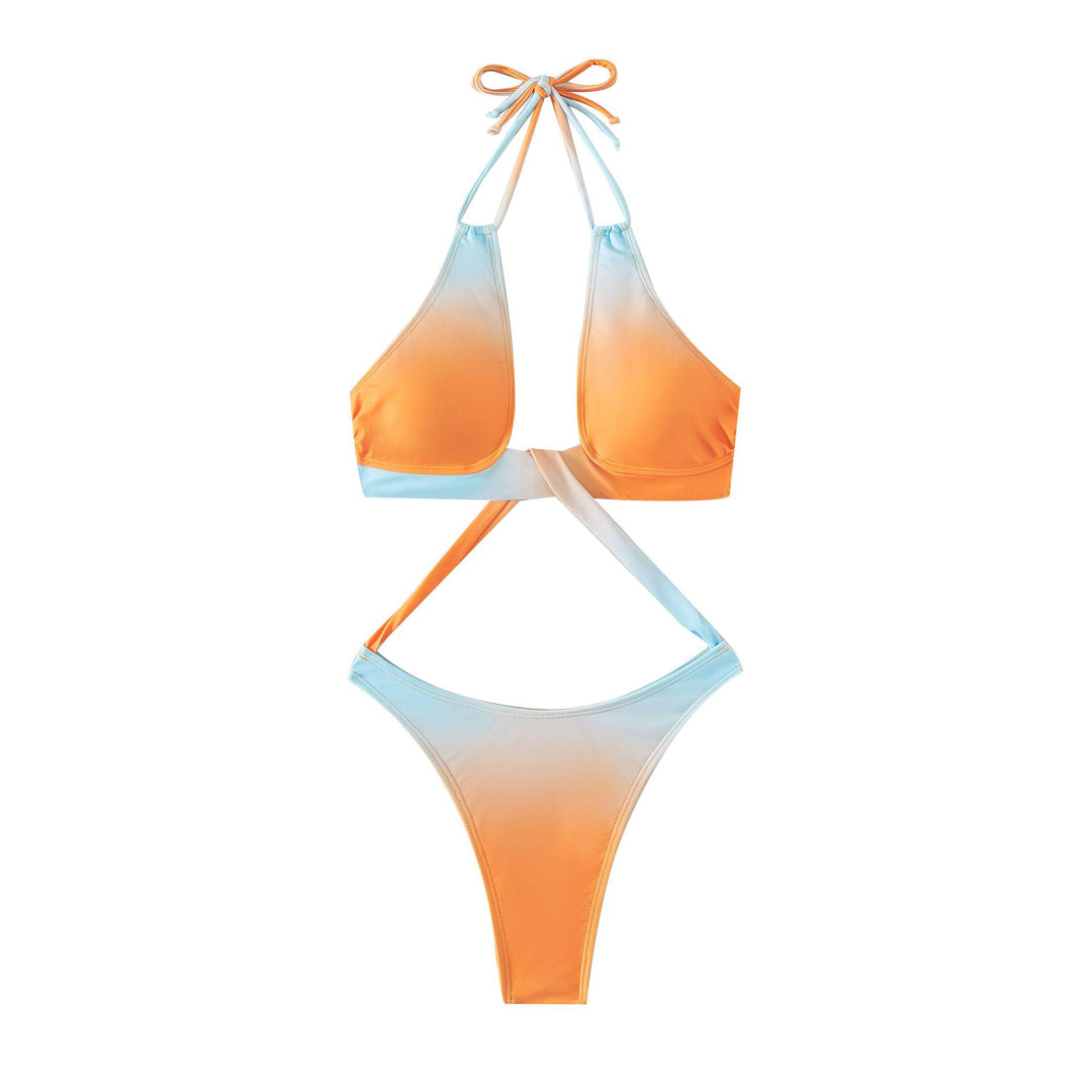 Damen Triangel-Bikini mit kreuzendem Oberteil und hohem Beinausschnitt EB