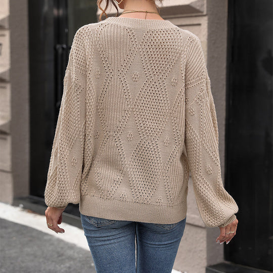 Damen Strickpullover mit luftiger Struktur EB