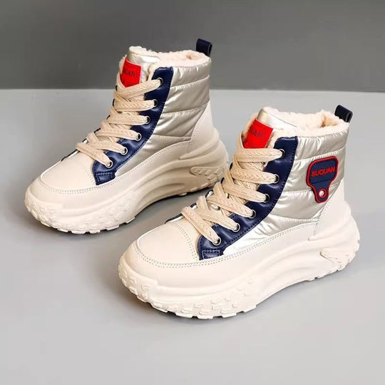 Damen sportive High-Top Sneakers mit warmem Futter und rutschfester Sohle EB