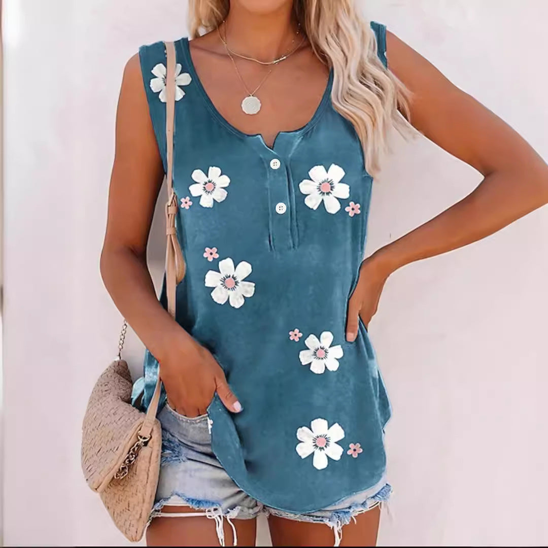 Damen Modische Blumenmuster Bluse EB