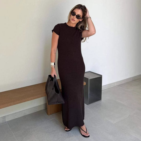 Damen Maxikleid mit strukturiertem Strickmuster und leichtem Gewicht EB