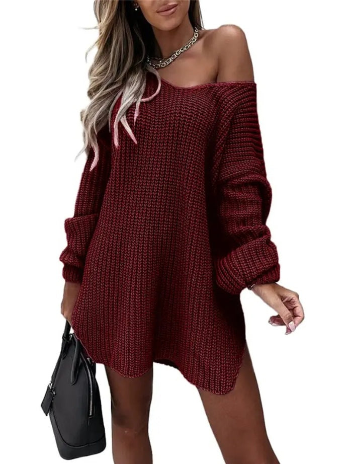 Damen Oversize Strickpullover mit offener Schulter EB