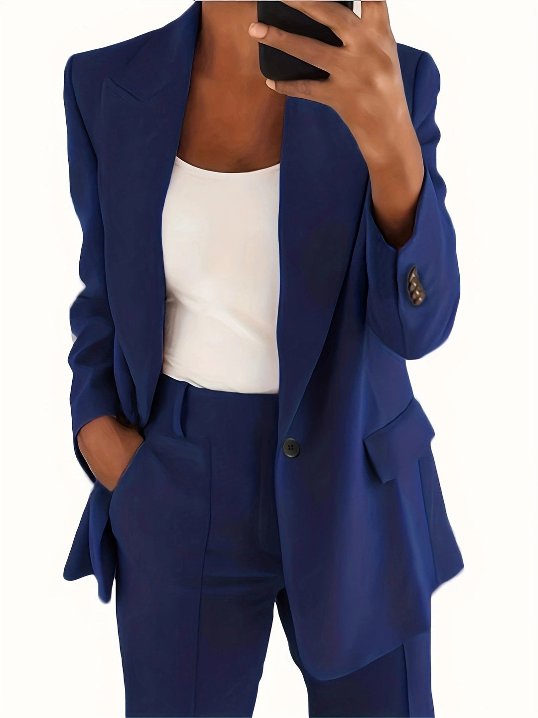 Damen nan taillierter Blazer-Hosen Businessanzug aus Stretchstoff EB