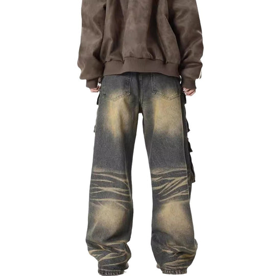 Damen Cargo-Jeans mit weitem Bein und praktischen Seitentaschen EB
