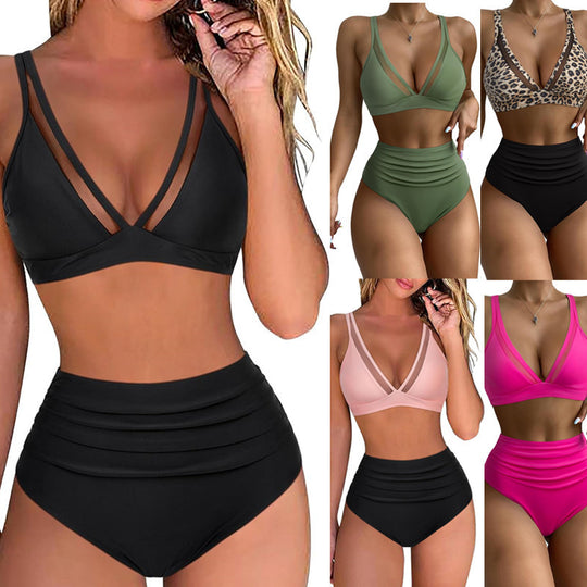 Damen Bikini-Set mit modischem Animalprint und Bicolor-Design EB
