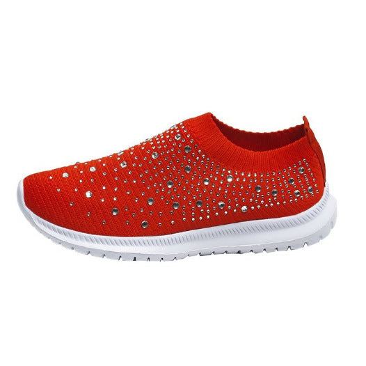 Damen modische Slip-On Sneakers mit funkelnden Verzierungen EB