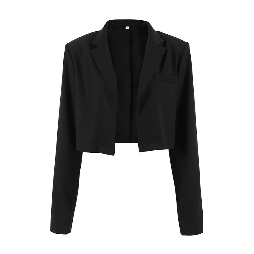 Damen Kurzer Blazer mit Stehkragen und Taschen EB