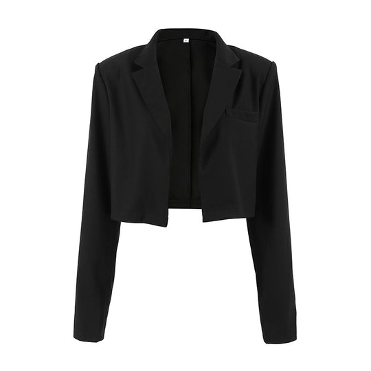 Damen Kurzer Blazer mit Stehkragen und Taschen EB