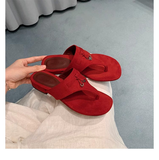 Damen elegante Zehentrenner-Sandalen mit modischem Riemendesign und bequemer Fußbettstruktur EB