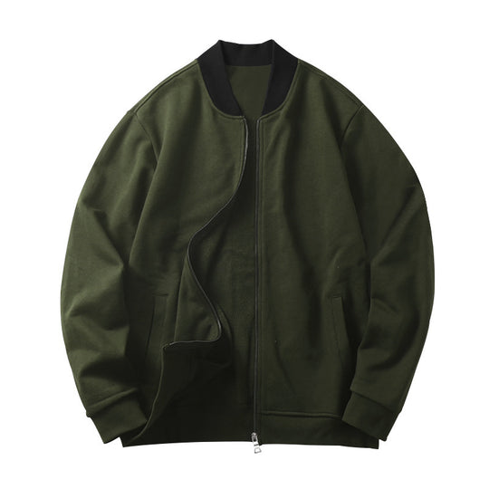 Herren nan sportlich-elegante Sweatjacke im Bomberstil mit Kontrastkragen und Zwei-Wege-Reißverschluss EB