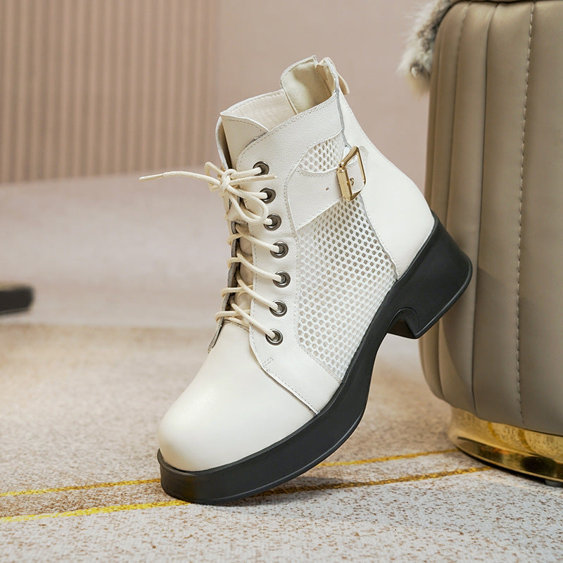 Damen Schnürstiefeletten mit Luftzirkulation und robustem Absatz EB