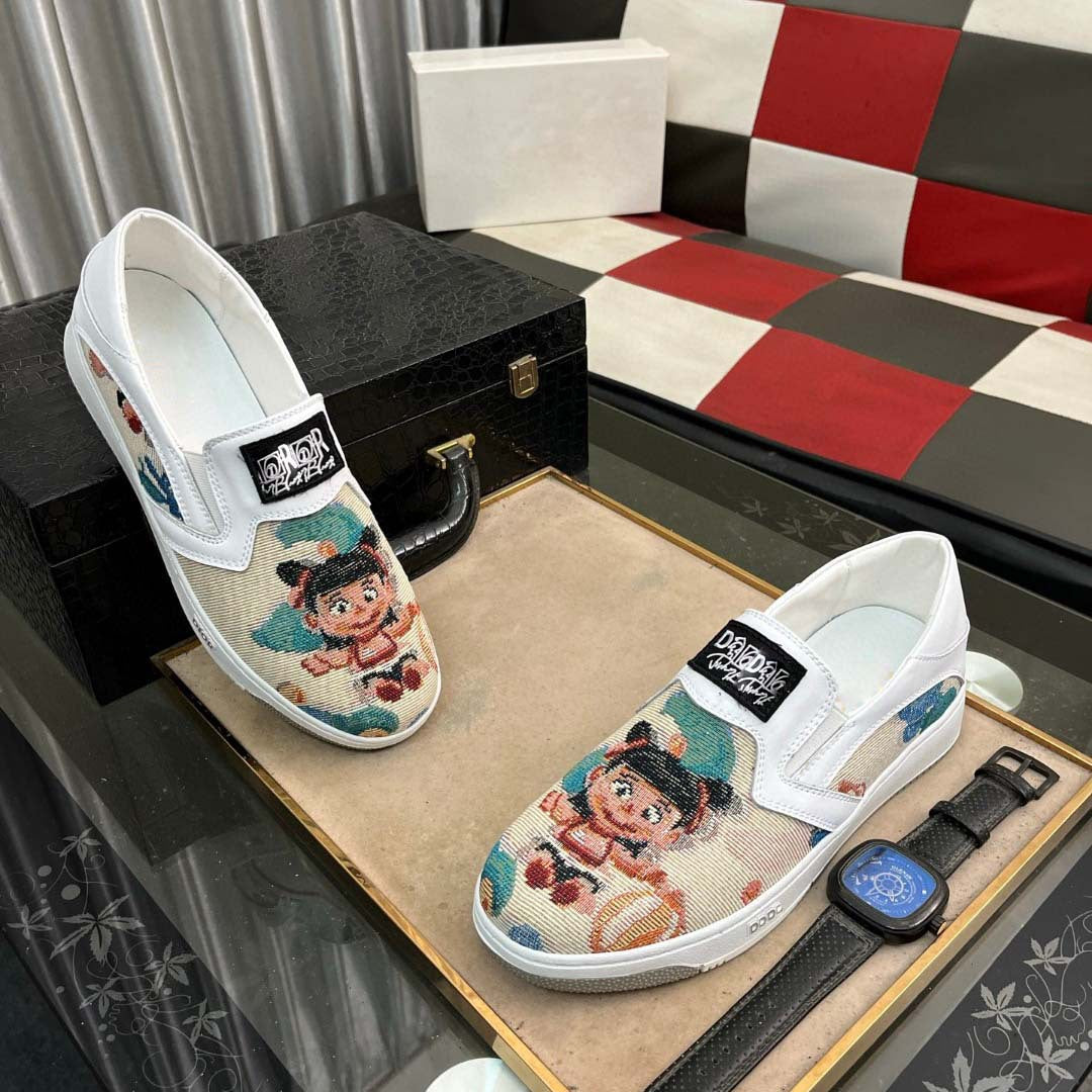 Damen Slip-On Sneakers mit kreativem Motiv und ergonomischem Komfort EB
