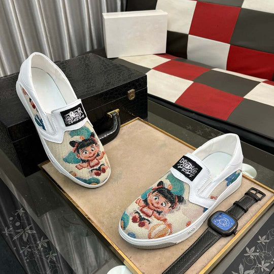 Damen Slip-On Sneakers mit kreativem Motiv und ergonomischem Komfort EB