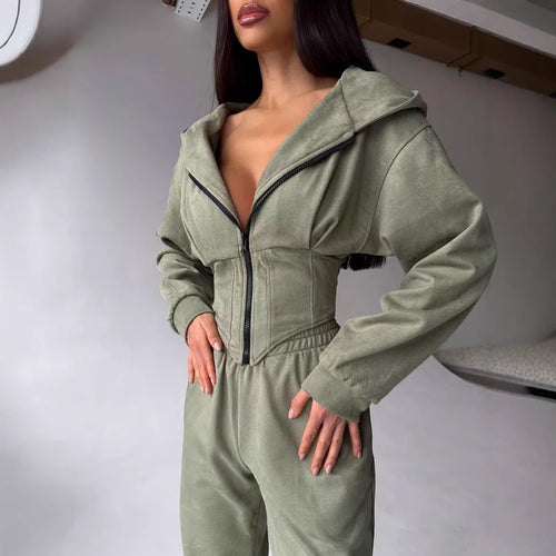 Damen Urbaner Kapuzen-Jumpsuit mit funktionellen Details EB