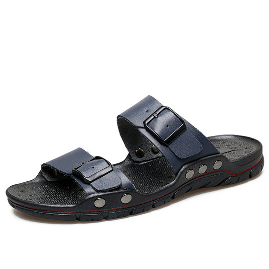 Herren Bequeme Leder-Sandalen mit verstellbaren Riemen EB