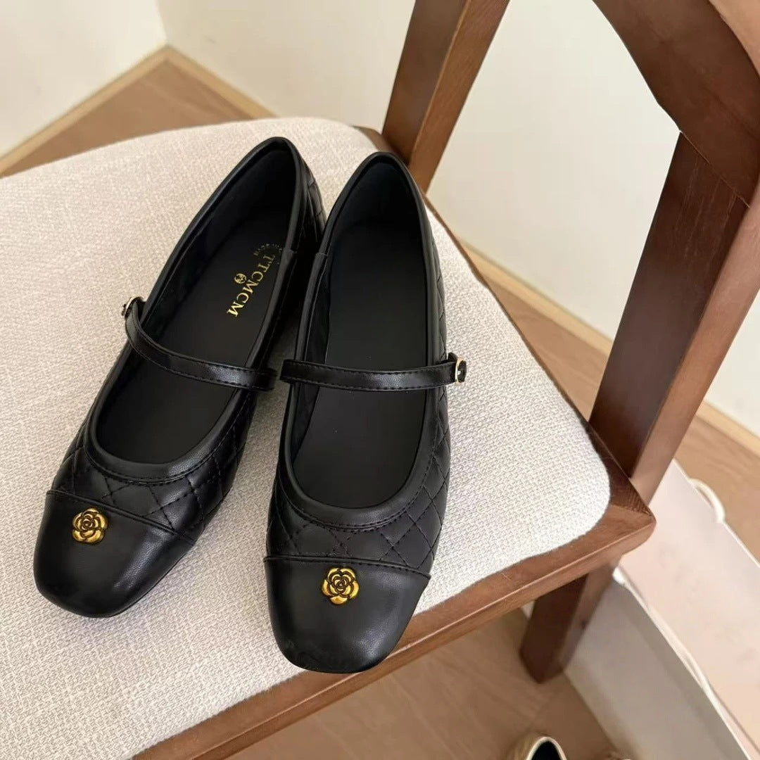Damen Elegante Ballerinas mit Komfort-Sohle und stylischem Riemen EB