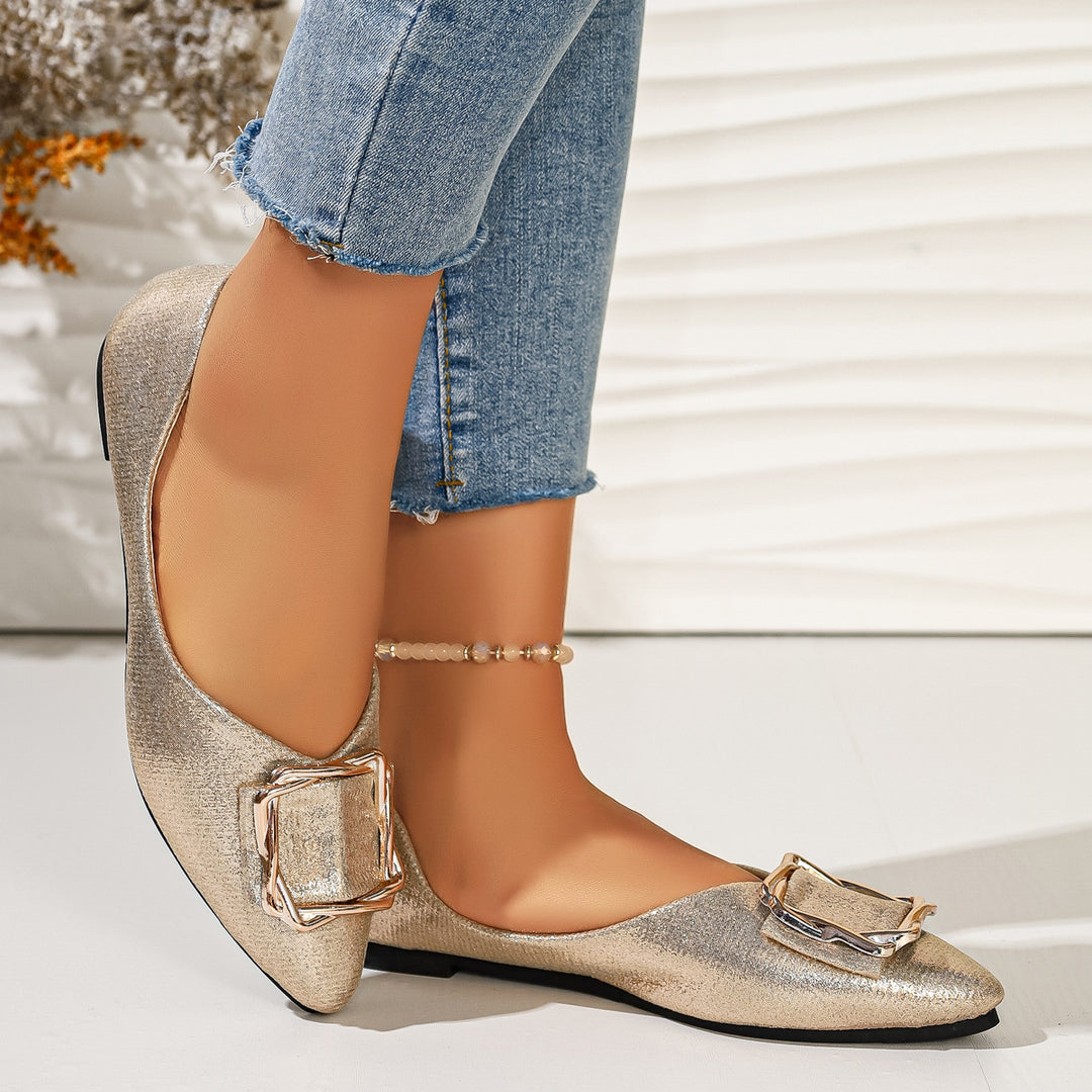 Damen elegante Ballerinas mit Dekorativem Schmuckdetail EB