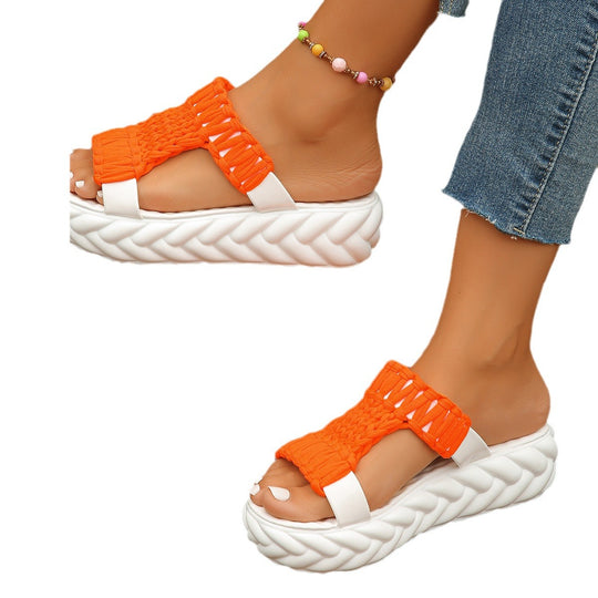 Damen Wedge-Sandalen mit geflochtenem Riemendesign und anpassbarem Fußbett EB